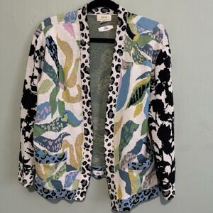Anthropologie Maeve Knit Savannah Contrast Cardigan Sweater XS colorful Floral
